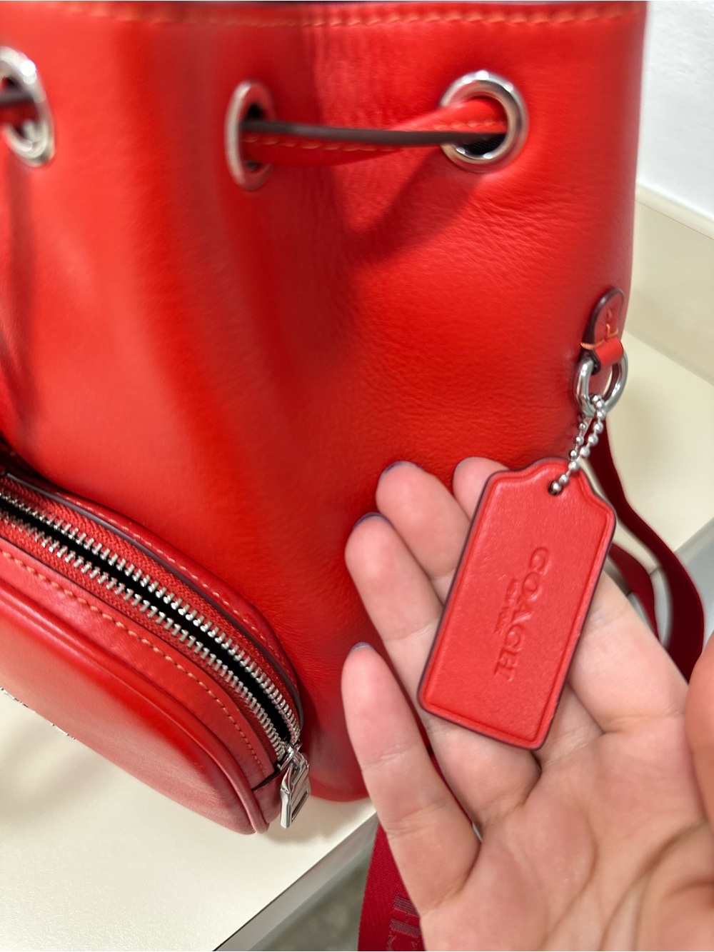 Coach Pace Small Backpack Miami Red with side zipper pocket-Like New ♥️ - Picture 6 of 11